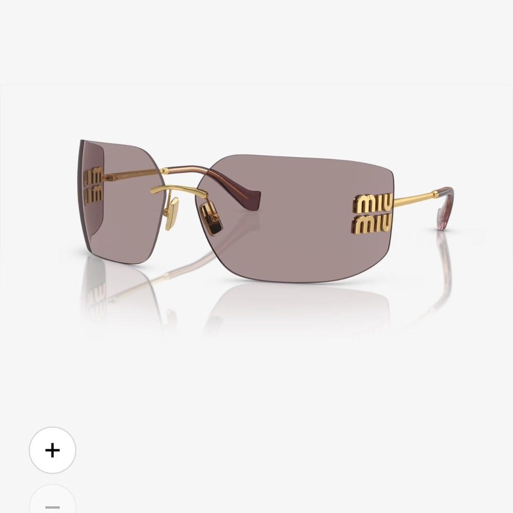 Miu Miu MU 54YS Sunglasses – Gold Frame, Violet Lens